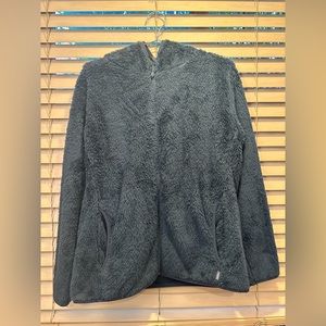 Eddie Bauer Women’s Large Black Fuzzy Zip Up Hoodie